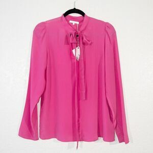 NWT Patrizia Pepe Fuchsia Pink Sheer Tie Front‎ Top Size 42 / 6